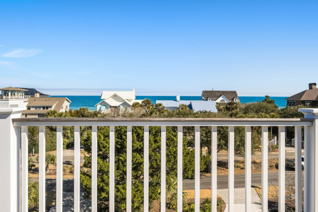 Ocean view from a DeBordieu home balcony railing
